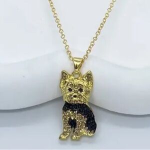 Royal Yorkie‎ Crystal Embellished Gold Tone 19” Pendant & Necklace LAST ONE